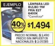 Carrefour - LÁMPARA LED BULBO 11W FRÍA E27 6400K