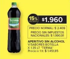 Terma - APERITIVO SIN ALCOHOL V/SABORES BOTELLA X 1.35 LT
