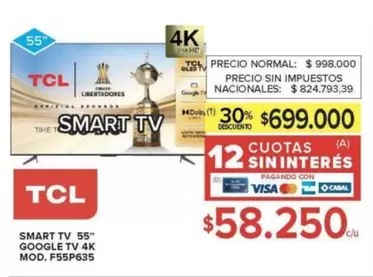 TCL - SMART TV 55" GOOGLE TV 4K MOD. F55P635