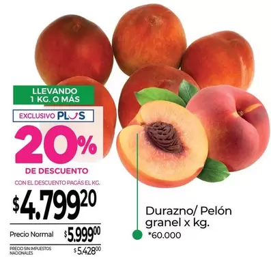 X$ - Durazno/Pelón granel x kg.