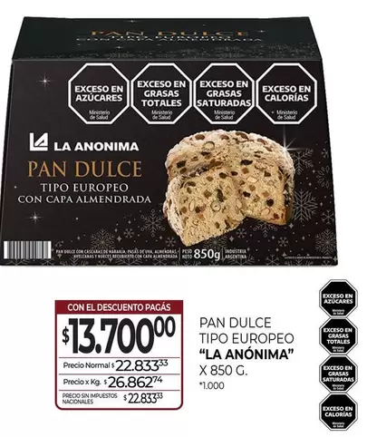 La Anónima - PAN DULCE TIPO EUROPEO