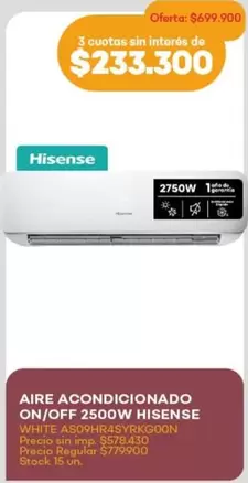 Hisense - ON/OFF 2500W
