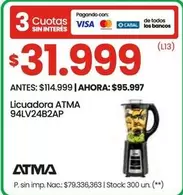 Atma - Licuadora 94LV24B2AP