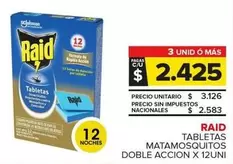 Raid - Tabletas Matamosquitos Doble Accion