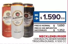 Mecklenburger - Cerveza Pilsener/Weiber Trigo/Ipa/Dunkel 