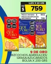 9 De Oro - Bizcochos Agridulces/ Grasa/Azucarados