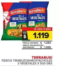 Terrabusi - Fideos Tirabuzon/Mostacholes 3 Vegetales