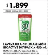 Cif - LAVAVAJILLA LIMA/LIMÓN BIOACTIVE DOYPACK
