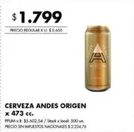 Andes - CERVEZA ANDES ORIGEN