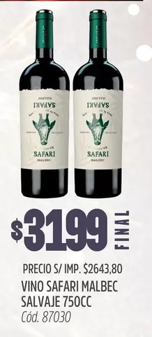 Malbec - VINO SAFARI MALBEC SALVAJE 750CC