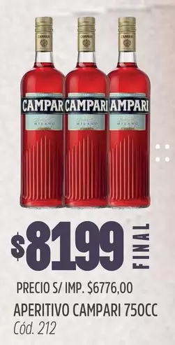 Campari - APERITIVO CAMPARI 750CC