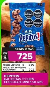 Pepitos - Galletitas C/Chips Chocolate Mini