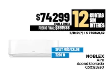 Noblex - Aire Acondicionado Cod:85930