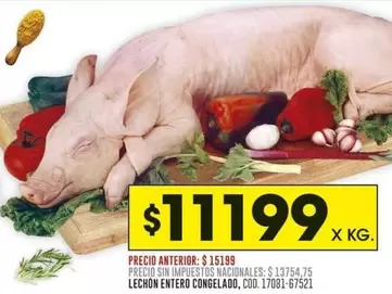 LECHON ENTERO CONGELADO, COD. 17081-67521