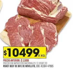 ROAST BEEF DE BIFE DE NOVILLITO, COD. 41384-47985