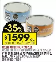 Ciudad del Lago - ATUN EN TROZOS AL AGUA/EN ACEITE