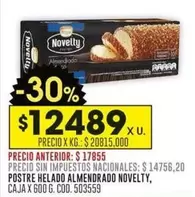 Novelty - POSTRE HELADO ALMENDRADO, CAJA X 600 G. COD. 503559