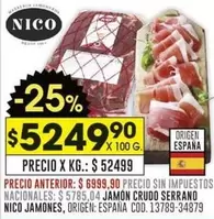 X$ - JAMON CRUDO SERRANO