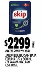 Skip - JABON LIQUIDO BAJA ESPUMA D/P x 800 ML