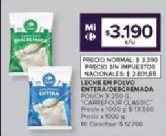 X$ - LECHE EN POLVO ENTERA/DESCREMADA