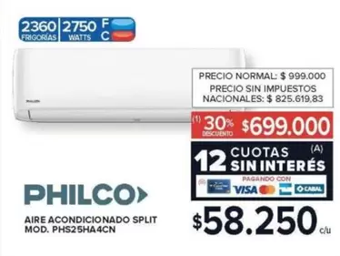 Philco - AIRE ACONDICIONADO SPLIT