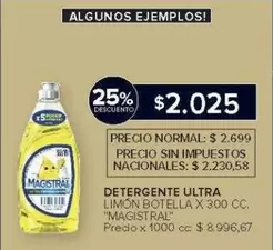 Magistral - DETERGENTE ULTRA LIMON BOTELLA X 300 CC.