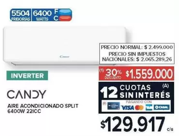 Candy - AIRE ACONDICIONADO SPLIT 6400W 22ICC