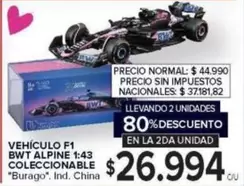 VEHÍCULO F1 BWT ALPINE 1:43 COLECIONABLE