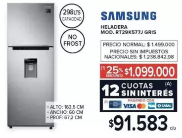 Samsung - HELADERA MOD. RT29K577J GRIS