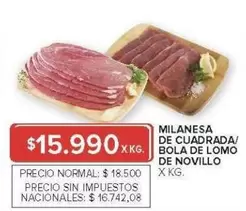 X$ - MILANESA DE CUADRADA/ BOLA DE LOMO DE NOVILLO