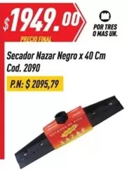 Negro - Secador  x 40 Cm Cod. 2090