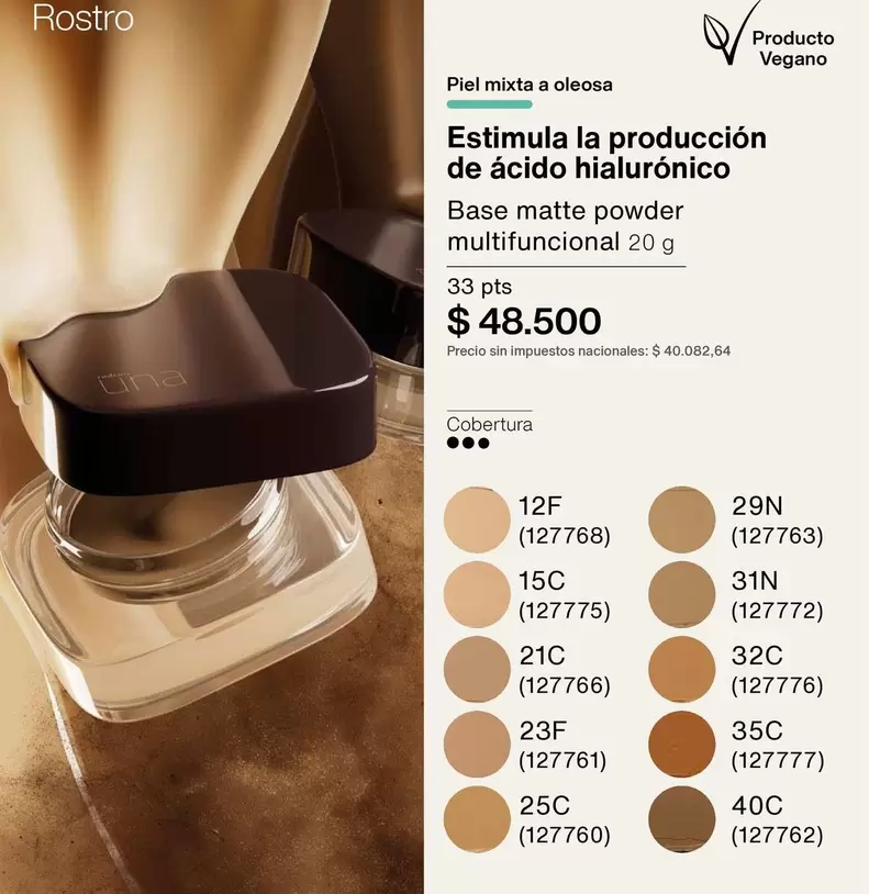 Una - Base matte powder multifuncional 20 g