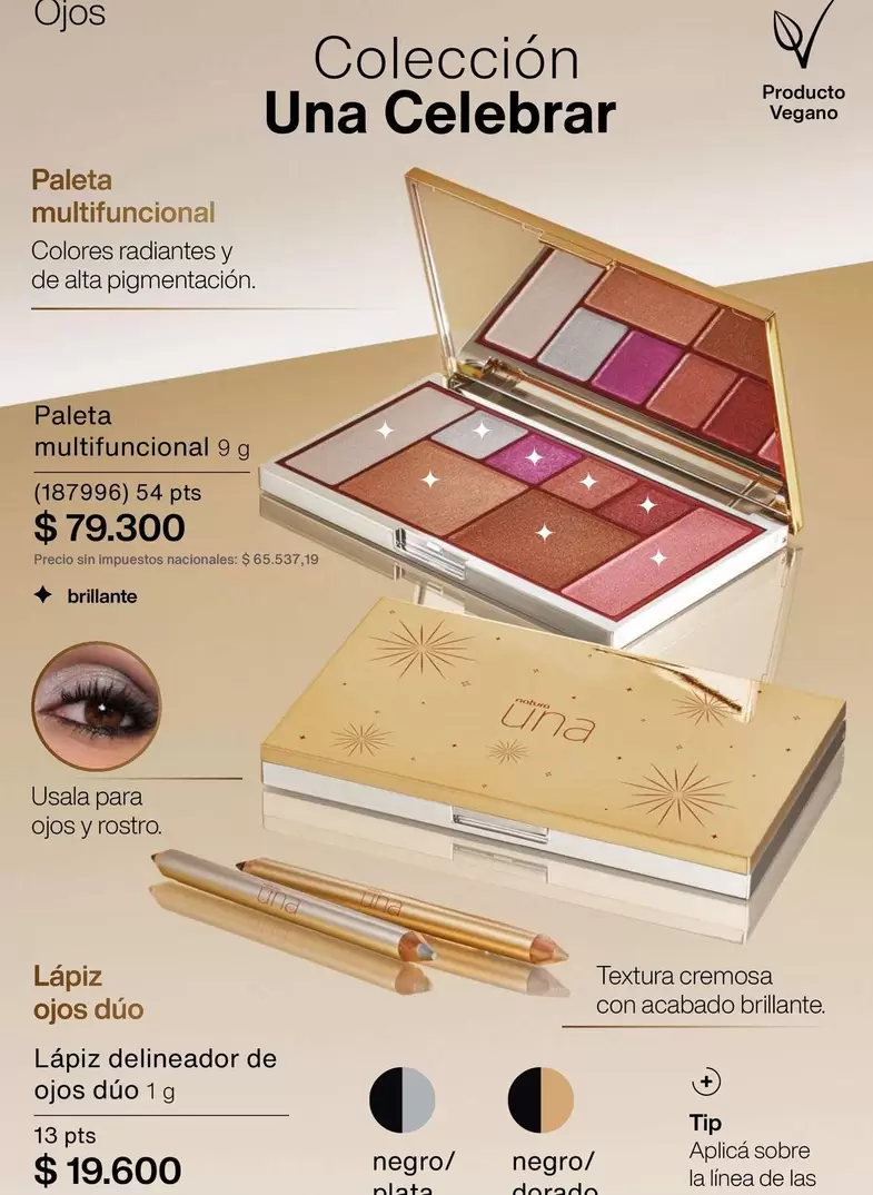 Negro - Paleta multifuncional, Lápiz ojos duo