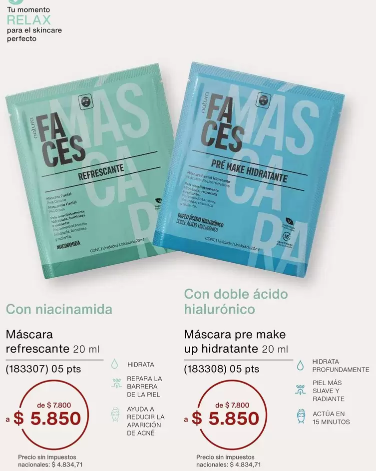 Suave - Máscara refrescante 20 ml, Máscara pre make up hidratante 20 ml