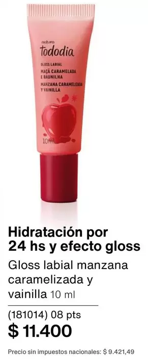 Efecto - Gloss labial manzana caramelizada y vainilla 10 ml