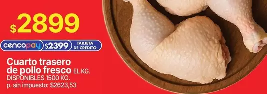 Cuarto trasero de pollo fresco