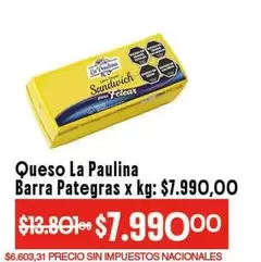 La paulina - Barra Pategras x kg