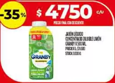 Granby - JABON LIQUIDO CONCENTRADO DILUIBLE LIMÓN