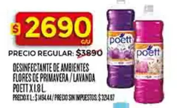 Poett - DESINFECTANTE DE AMBIENTES FLORES DE PRIMAVERA / LAVANDA