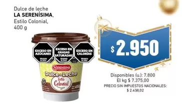 La Serenísima - Dulce de leche Estilo Colonial