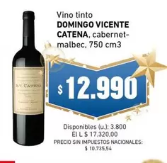 Vicente - DOMINGO VICENTE CATENA, cabernet-malbec, 750 cm3