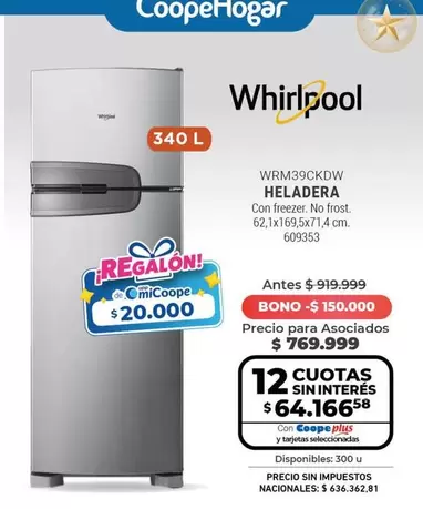 Whirlpool - HELADERA