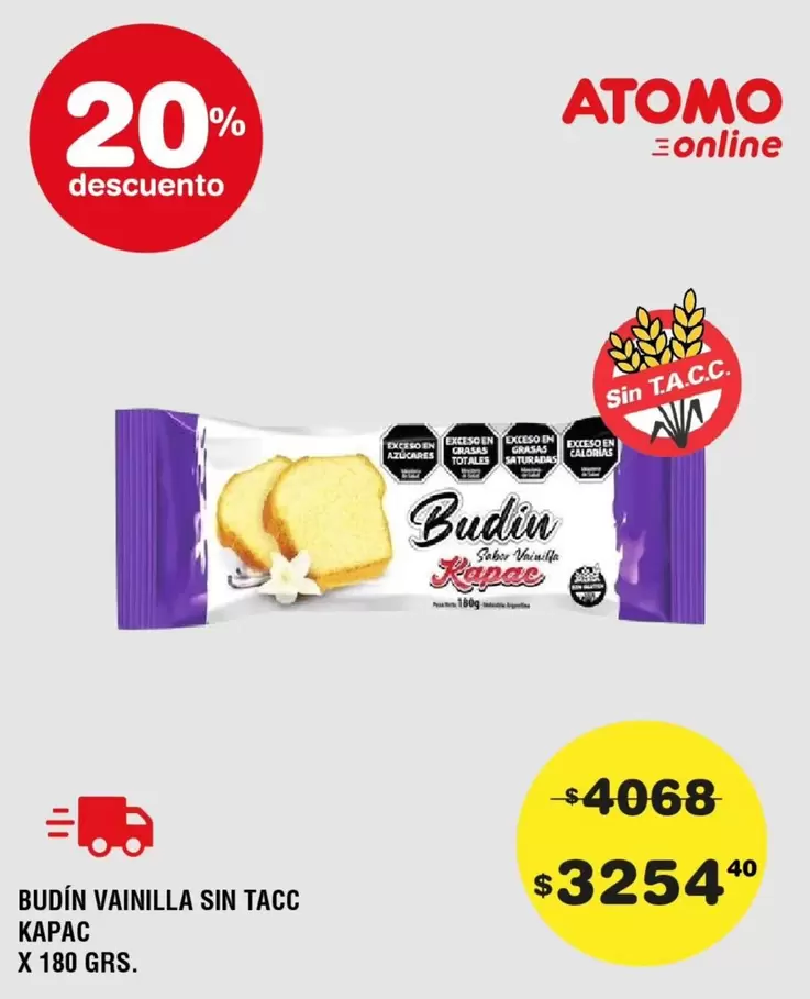 Atomo - BUDÍN VAINILLA SIN TACC