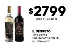 Il Segreto - Vino Blanco Chardonnay x 750 MI. Cod:28580-44653