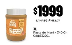 King - Pasta de Maní x 340 Gr. Cód:53220