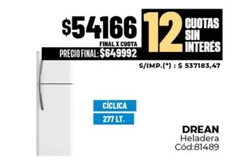 Drean - Heladera Cód:81489