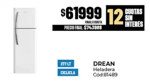 Drean - Heladera Cód:81489