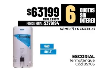 Escorial - Termotanque Cód:85705