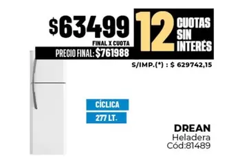 Drean - Heladera Cód:81489