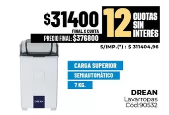 Drean - Lavarropas Cód:90532